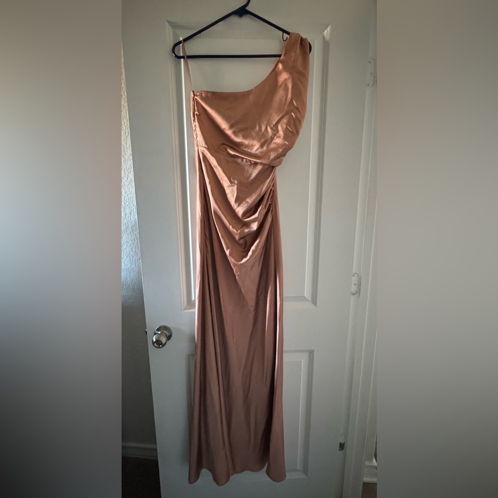 Chic One Shoulder Burnt Peach Dress